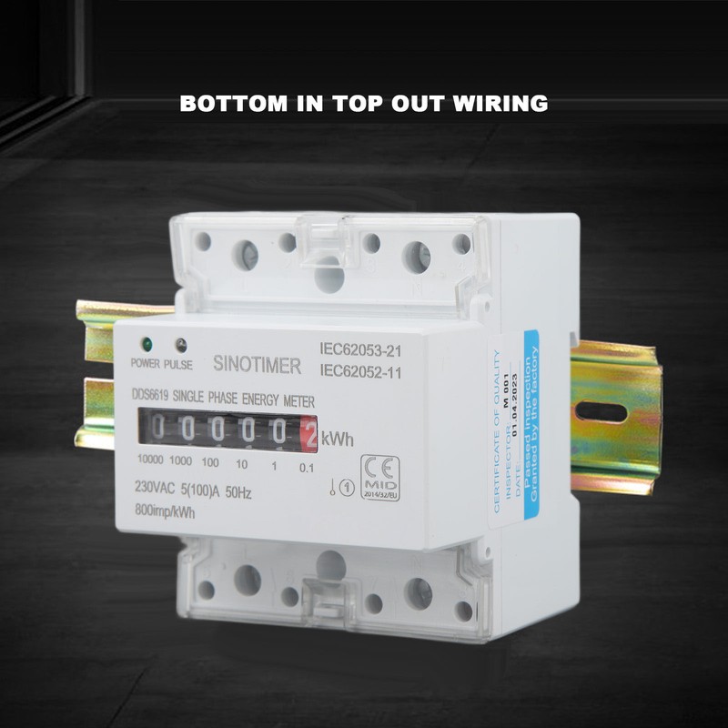 Electricity Watt Hour Meter Dual Color LED Indicator Rail Mount