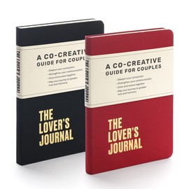 The Lovers Journal - Couples Journal with Prompts, Fun Reflective Questions, Monthly Exercise & Challenges, Motivational Quotes, Guided Journal for a great relationship. Red & Black, Pack of 2
