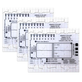 ECG 7 Step Ruler for ECG/EKG Interpretation - Plastic Measuring Tool, Transparent EKG Calipers, Portable Reference (3pcs)