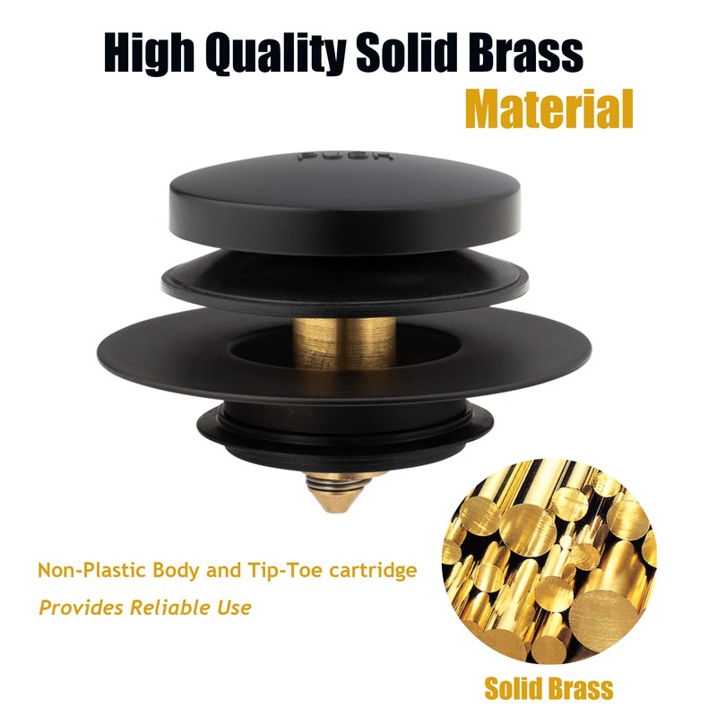 Black Universal Tub Drain Tip Toe Tub Conversion Kit Assembly,