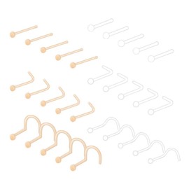 MODRSA 18g 20g Clear Nose Rings Retainer L-shaped Nose Studs Screw Flexible Flesh Skin Color CZ Gem High Nostril Pin Bone Flat Top Small Nose Piercing Retainer for Work Surgery 7mm bar