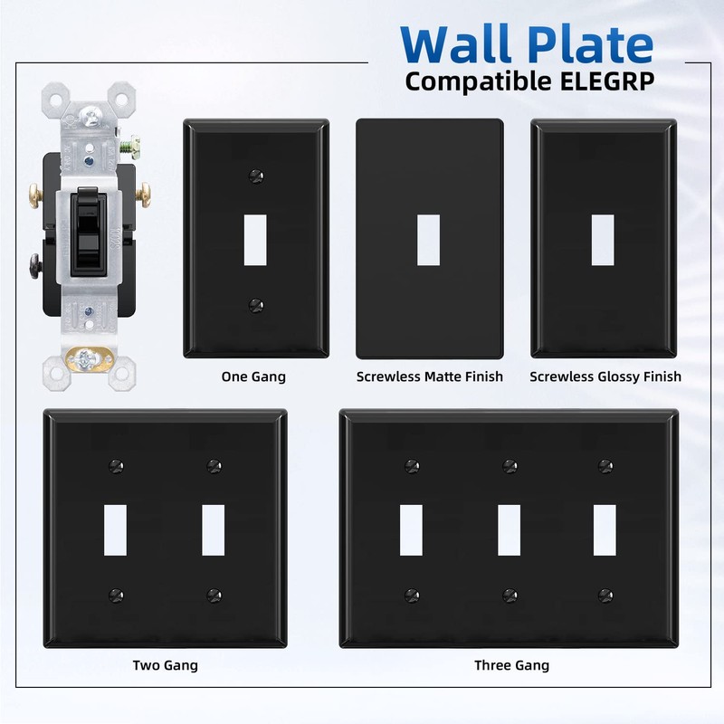 ELEGRP 3 Way Glossy Toggle Light Switch with Matte Mid