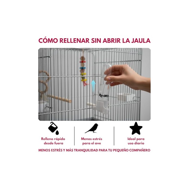 Redkite Bebedero para Aves 75 ml para Pájaros y Pequeños