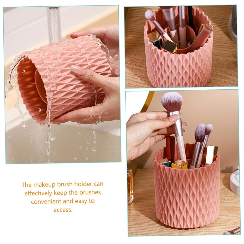 FOMIYES 2pcs Makeup Brush Bucket Rotatable Vanity Brush Organizer and