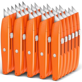 DIYSELF 30 Pack Box Cutter Heavy Duty Aluminium Shell Utility Knife | SK5 Steel Sharp Blade | Retractable Knife for Cutting Cartons, PVC Pipe Cutter (30, Orange)