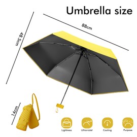 Sykerout Umbrella, Mini Umbrella, Pocket Umbrella, Compact Umbrella, Mini Foldable Travel Umbrella, UV Umbrella with Card Holder with Rope, White