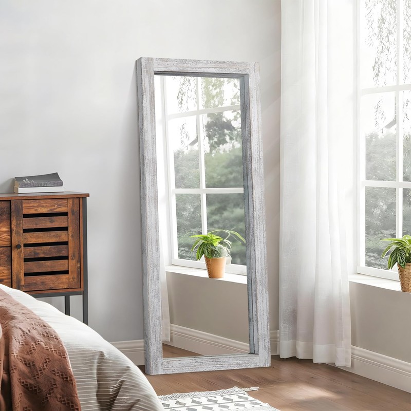 AAZZKANG Wall Mirror Full Length Rustic Wood Framed Floor Mirrors