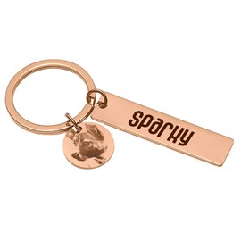 Clepsidra® Placa de identificación personalizada para perros y gatos. Llavero grabado de acero in...