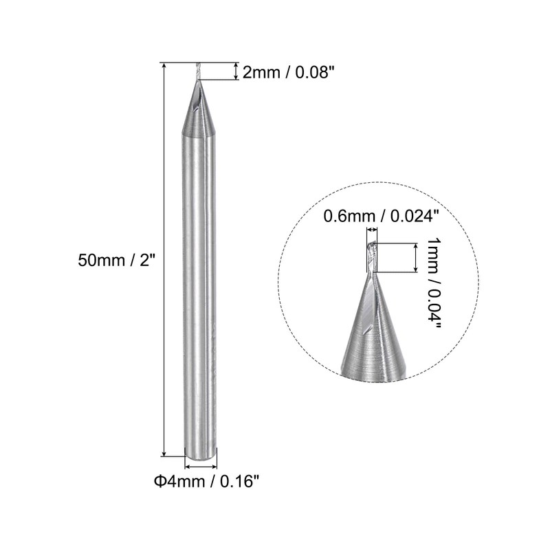 sourcing map Square Nose End Mill, 0.6mm Solid Carbide Long
