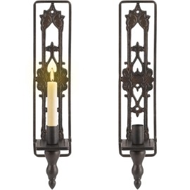 Ironlux Wall Candle Sconces Set of Two, Cast Iron Wall Sconce Candle Holder, Rectangular Candle Holders Decor Set of 2, Antique Hanging Candle Sconce for Living Room Bedroom Weddings Event