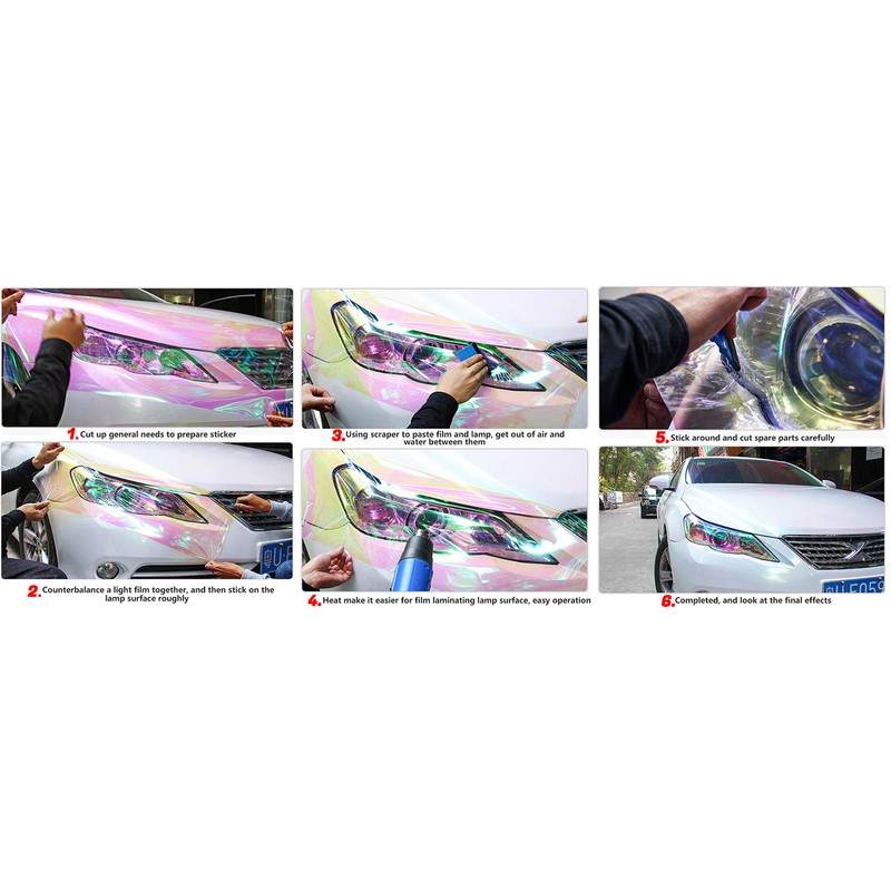 LZLRUN Extra-Wide Headlight Taillight Vinyl Tint Wrap 16 Inch x
