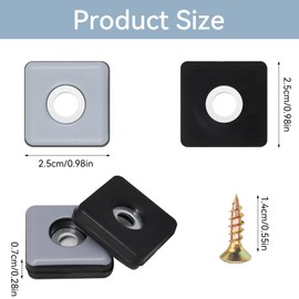 MISIQIMA Pack of 24 Teflon Gliders, Furniture Glides Teflon with Mounting Screws, Ideal for Heavy Furniture, Square Chair Glides, Effectively Protects Furniture, Chairs and Floors (25 x 25 x 7 mm)