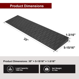 Ruedamann 1.2" Rise Threshold Ramps for Doorways, Sturdy Rubber Threshold Ramp, Non-Slip Ramp for Wheelchair for Home, Adjustable and Cuttable for Wheelchairs, Scooters, Sweepers, Curbs