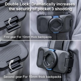 SUREWO Osmo Pocket 3 Magnetic Quick Release Backpack Clip Mount, 360° Rotating Quick Clip Mount Compatible with DJI Osmo Pocket 3