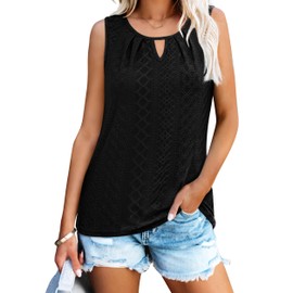 WIHOLL Black Tank Top Woman Loose Fit Casual Sleeveless Tops Trendy Summer Outfits Keyhole Neck Clothes XL