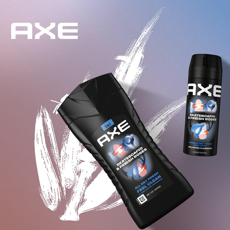 Axe Skateboard & Fresh Roses 3-in-1 Shower Gel Men's Body