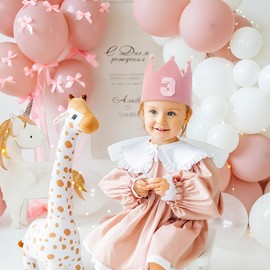 DCJHFJ Handmade Boho Crown Hat 3rd Birthday For Baby Girl Birthday Party Decorations 3rd Pink Headband