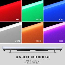 Stage Pixel Light Bar DMX - 2Pack 60W Seamlessly Splicable RGB DJ Lights Bar with 37 Static Colors & 47 Shows Effect Light for Wedding Church Event Club Birthday Party Stage Lighting