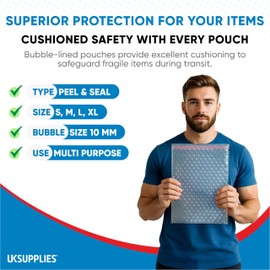 UK SUPPLIES LIMITED S M L XL (Pack of 10 20 50 100) Clear Bubble Pouch Peel & Seal Bubble Wrap Pouch Bags for Shipping Protective Packaging Bags For Fragile Item, Medium (A5, 230mm x 285mm) Pack of 10