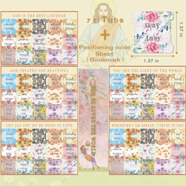 Bible Tabs,75 Tabs, Floral Theme Tabs for Women and Men Study Bible Index Tabs, Bible Journaling Supplies, Bible Book Tabs, Bible Labels Tabs, Quick Reference, Easy Navigation