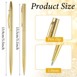 8 Pcs Slim Ballpoint Gold Pen Black Ink 1mm Metal Gold Pens Bulk Retractable Metallic Medium Point Smooth Writing Pens Nice Gift for Business Office Students Teachers Wedding Christmas Guests