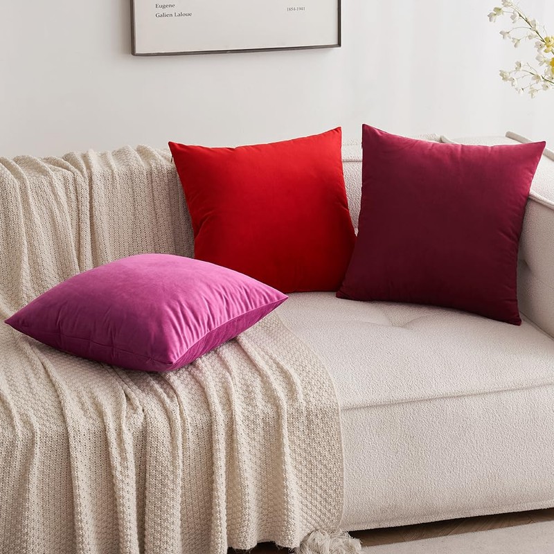 MIULEE Set of 2 Velvet Soft Solid Decorative Square Scatter