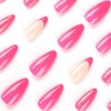 24pcs Full Cover False Nails Hot Pink Medium Almond Press-On