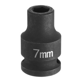 sourcing map Deep Impact Socket 3/8" Square Drive by 7mm Metric 6 Point Socket 30mm (1.18") Long CR-MO Steel Industrial Grade Flip Socket for Home Auto Hex Nuts Bolts Repair, Black
