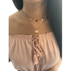 LENIRA High-quality women's necklace - delicate 5 coin chain - perfect as a gift., Stainless Steel