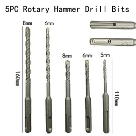 CHCYWJGJ 5 PCS SDS Plus Rotary Hammer Drill Bits and Chisel Set（5，6，8mm), Concrete Masonry Hole Tool with,Carbide Tipped for Brick, Stone and Concrete