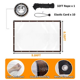 6.6 x 10FT Waterproof Chicken Coop Cover for Winter, Durable Easy Install Chicken Run Tarp with Rope & Cable Tie, Chicken Coop Insulation Windproof Winterizing Cover for Large Chicken Cage Walk-in Run