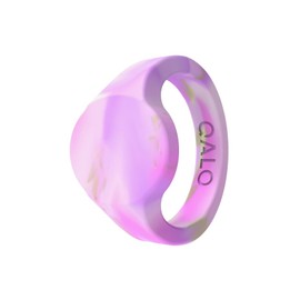 QALO Women's Rubber Silicone Ring, Natural Stone Signet, Wedding Ring for Women, Breathable, Durable Engagement Silicone Band, 6mm Wide 1.8mm Thick, Amethyst, Size 9