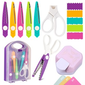 7Pcs/Set Craft Scissors 3 in 1 Corner Rounder Paper Punch Decorative Paper Edge Scissors with Storage Box Set 5 Kinds Zig Zag Edges Scissors for DIY Projects Paper Card,Photo, Card and Scrapbooking