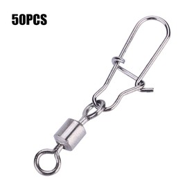 Fishing Swivel with Snap, Stainless Steel Ball Bearing Swivels Fishing Snap Swivels for Saltwater Fishing Freshwater Fishing, 50PCS(8#)