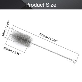 Utoolmart Steel Wire Tube Brush, Stainless Steel Spiral Power Bottle Cleaning Brush Long-Handle Bristle Pipe Cleaning Tool, 2.0-inch Diameter 12-inch Length, 2pcs