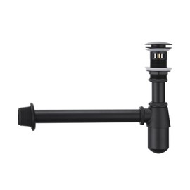 Miraga Bathroom Sink Stopper Set Waste Pipe 1-1/4 inch Slip Inlet Drain Set, Lavatory Adjustable Basin Sink Waste Pipe Drain P-Trap Kit w/Overflow, General US/CA Standard, Matte Black