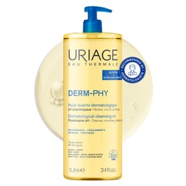 Uriage Derm-Phy Shower Oil 1L - Face & Body Wash - Dry & Sensitive Skin - Cleanses, Nourishes, Prevents Dryness - 25% Glycerin & Extra-Rich Agents - Physiological pH - Soap-Free