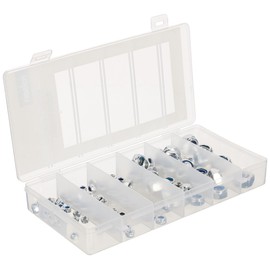 TA-VIGOR 100Pcs Nylon Hex Lock Nuts Assortment Kit, M4 M5 M6 M8 M10 M12 Stainless Steel Nylon Insert Self-locking Nuts, Hexagon Threaded Nyloc Nut Set with Storage Box for Lock Washers Bolts Screws