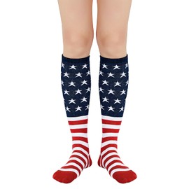 Womens Athletic Knee High Socks Outdoor Sport Thigh High Stockings Casual Stripes Tube Socks