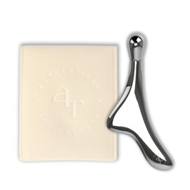 Authentique Lift & Define Eye Roller Gua Sha – 2-in-1 Stainless Steel Facial Massager for Eyes, Face & Lymphatic Care – Includes Velvet Pouch