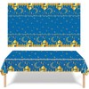 2Pcs Ramadan Table Cloth for Eid, 130*220cm Blue Gold Plastic