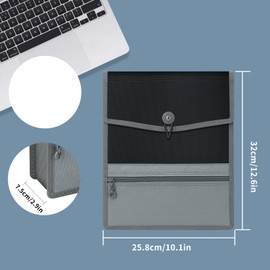 FYY Dokumententasche A4,2 Stück Dokumentenmappe A4 Sammelmappen mit Reißverschlusstasche Kunststoff Umschlag Mappe Dokumenten für Reise Büro Dokument Schule,Schwarz