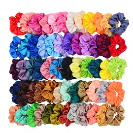 60 Colors Silk Large Satin Hair Scrunchies Elastic Hair Bobbles Ponytail Holder Hair Scrunchy Vintage Hair Ties Accessories for Women Girls