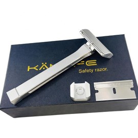KAMPFE Upgraded Version Safety Razor Made of 6061 Aluminum Alloy Material, Comfortable shaving，GEM Single Sided Safetyshaver Shaver Handle for Men with Suction Cup Holder and Safety Razor Blades