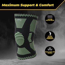 NeoTech Care Knee Support Brace - Breathable - Men, Women, Right or Left (Green Color, Size XL, 1 Pair)