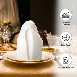 Urban Villa Ivory Cloth Napkins 100% Cotton Dinner Napkins (Set of 12) 18x18 Inches Absorbent Soft Durable Reusable and Washable Napkins - Ideal for Everyday Use Parties Wedding Spring Summer Easter