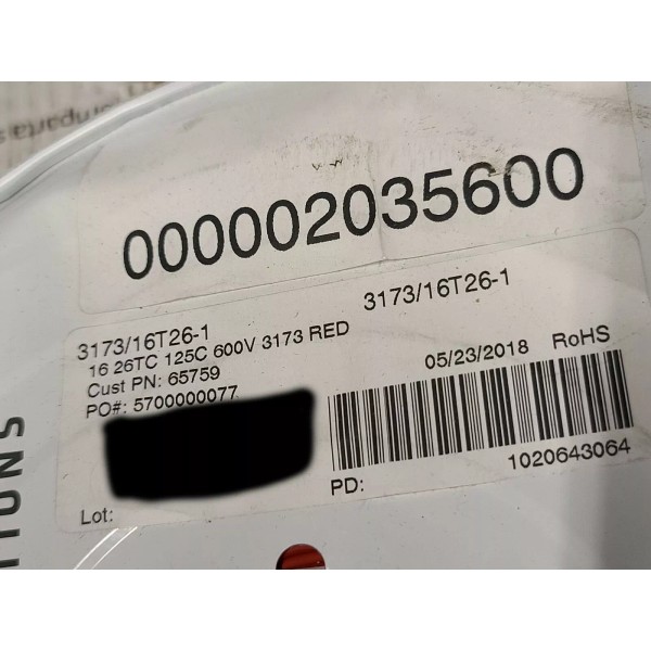 Therm-O-Link #16awg UL-3173 XLPE Tinned Copper Wire Red w/White Spiral