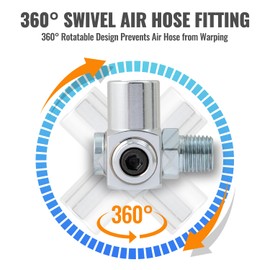 SUNGATOR 1/4 Inch NPT Swivel Air Hose Connectors, 360 Degree Air Hose Fittings 1/4'' Male × 1/4'' Female, 2 Pack Swivel Gas Line Fittings with Sealing Tape (Silver)