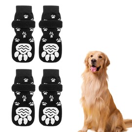 Pack of 4 Dog Socks, Paw Protection, Non-Slip Dog Socks with Non-Slip Paw Protectors, Dog Socks, Non-Slip Socks with Velcro Fastening for Indoor Use on Hardwood Floors