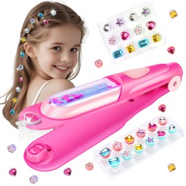 kidzkube Kids Hair Gem Stamper Kit, Bling Hair Jewels for Girls Toys, Hair Styling Tool with Reusable Shining Diamonds, Birthday Gifts Toys for Girls Ages 3 4 5 6 8-12, Quick Gems Hair Jeweler